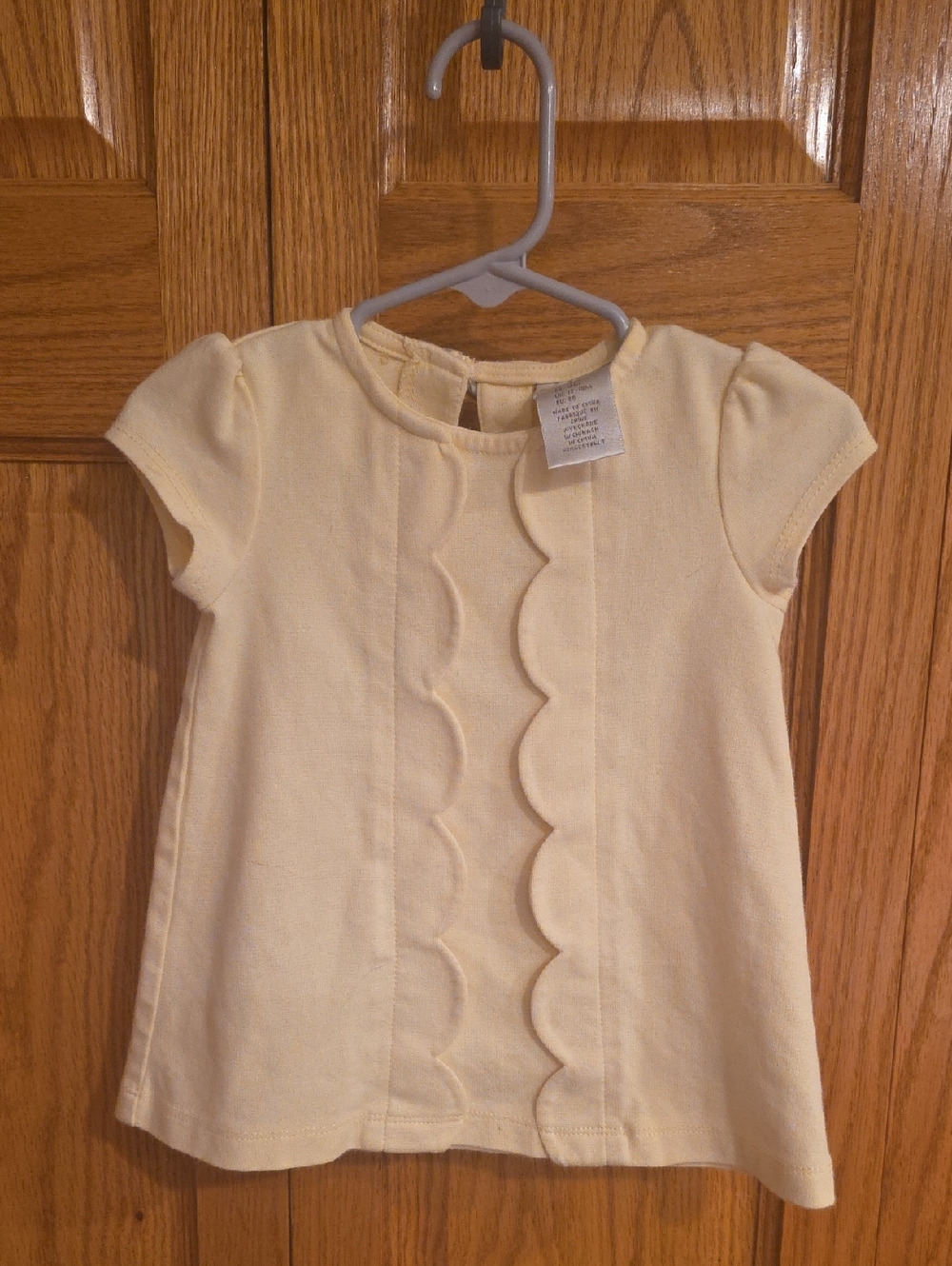 Savannah Cream Scallop-Front Kids Dress